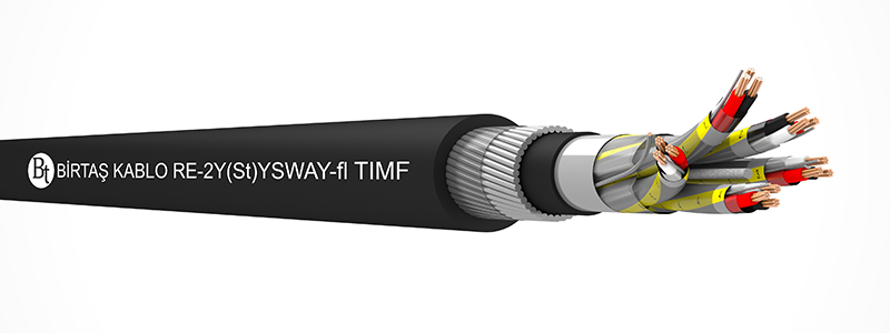 RE-2Y(St)YSWAY-fl TIMF  70°C  /  300 V Cu-PE-ISCR-OSCR-PVC-SWA-PVC